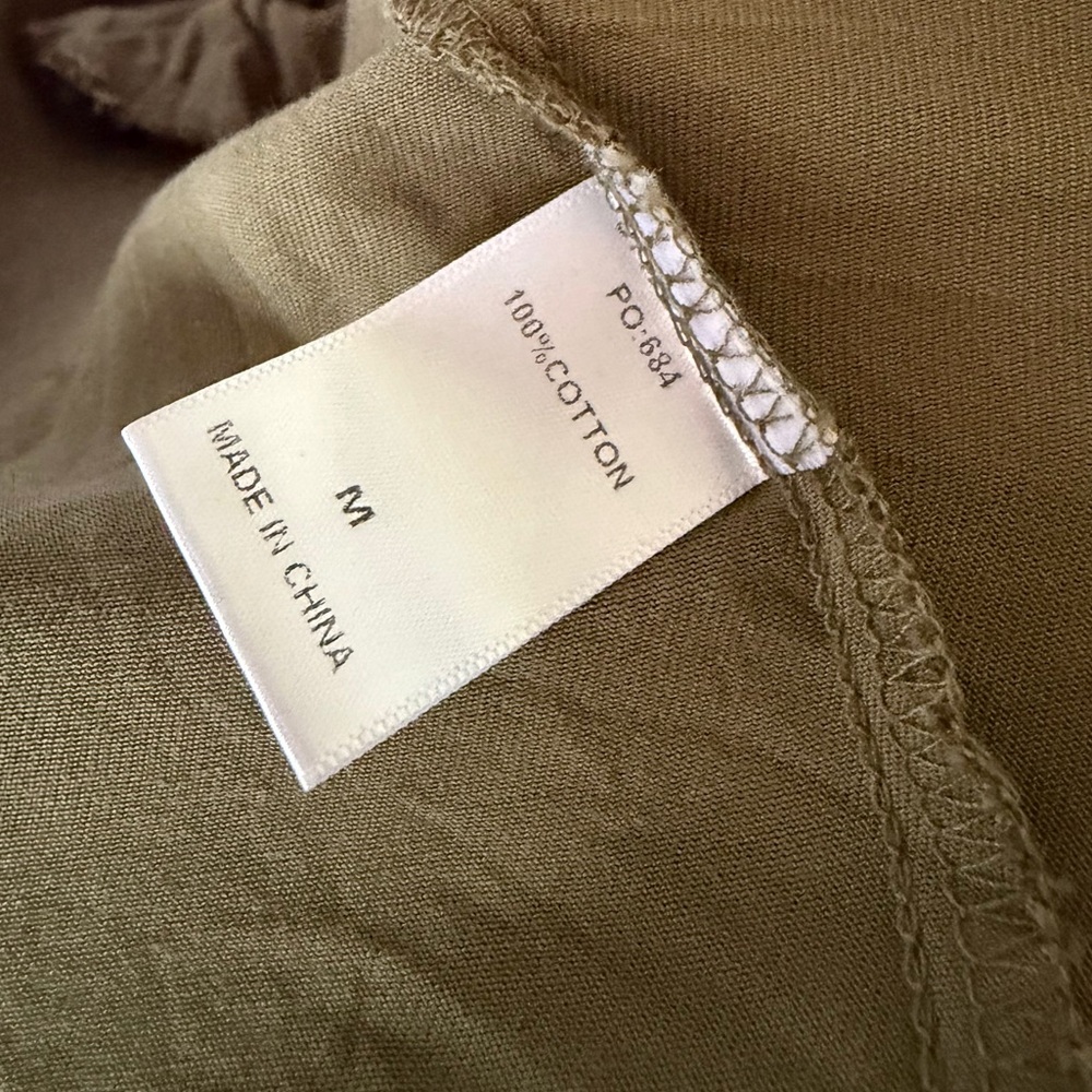 100% Cotton Olive Green Belted Shirt Dress - Picture 4 of 14